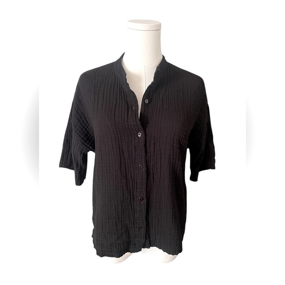 Eileen Fisher Tops - Eileen Fisher Black Ribbed Mandarin Collar Top
100% Organic Cotton